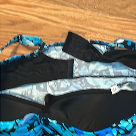 BRA SIZED SWEETHEART UNDERWIRE TANKINI TOP, blue floral, Support, 46C - Picture 9 of 12
